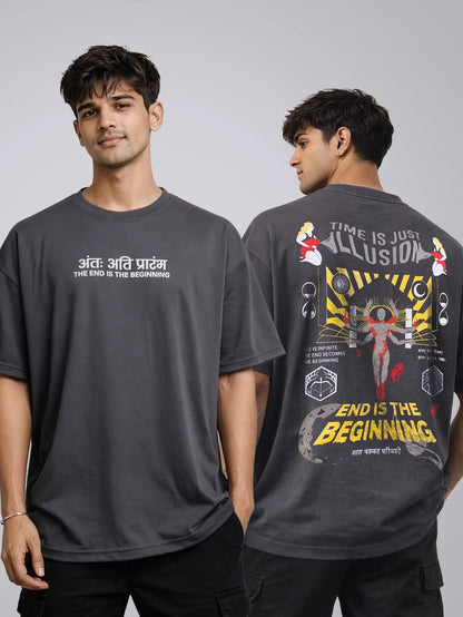 END IS THE BEGINNING OVERSIZED T - SHIRT waterproof vinyl decal for laptop, bike, car & bottle