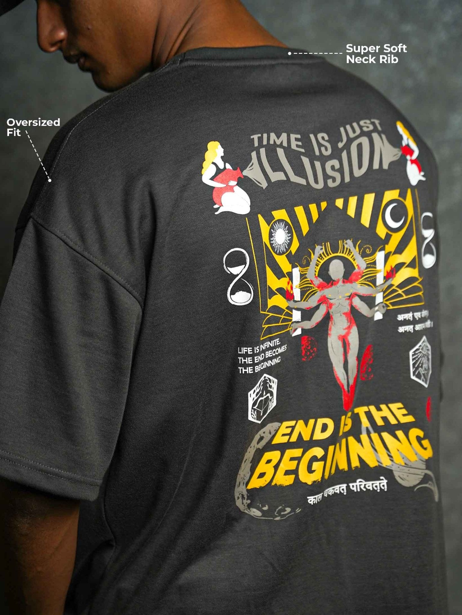 END IS THE BEGINNING OVERSIZED T - SHIRT waterproof vinyl decal for laptop, bike, car & bottle