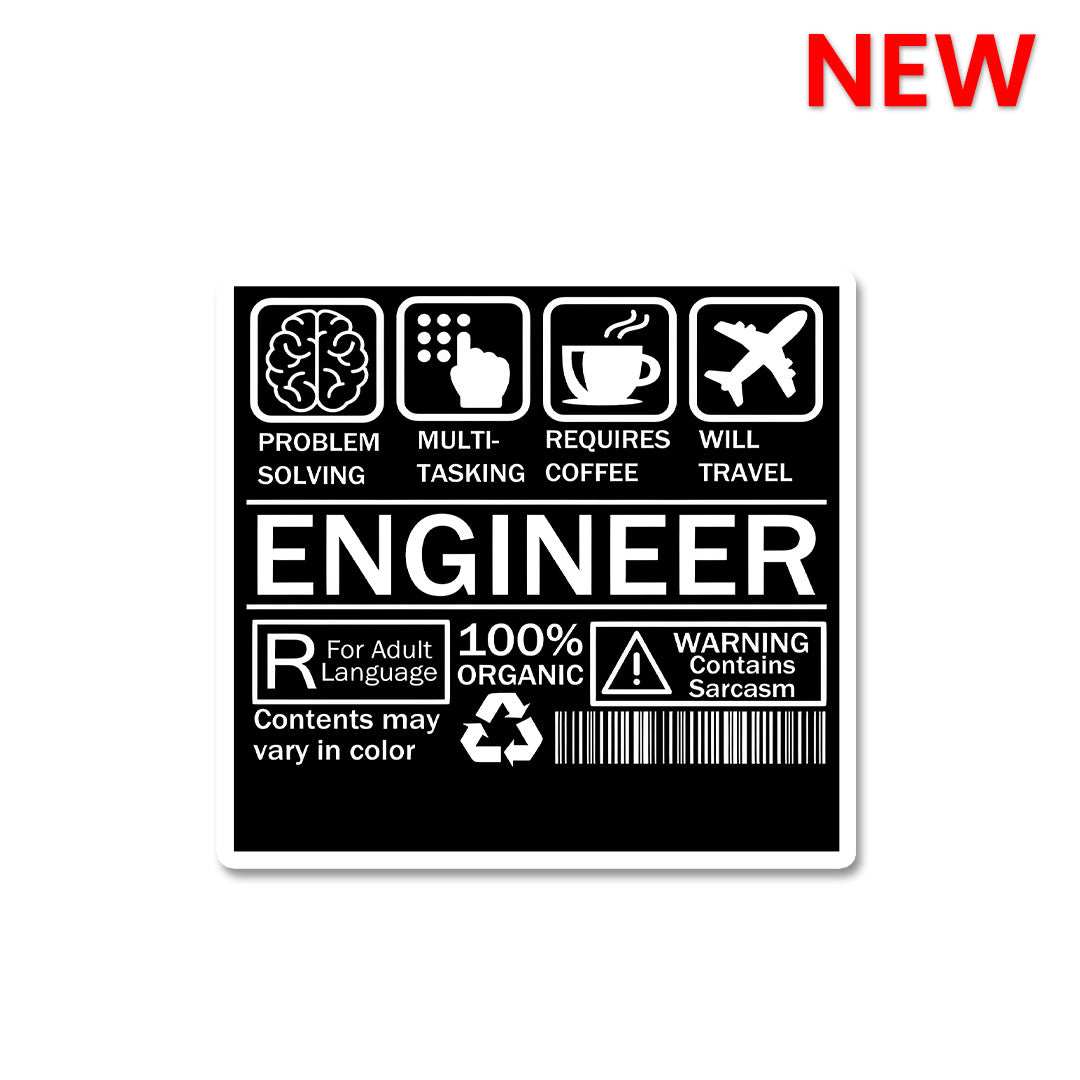 Engineer Sticker waterproof vinyl decal for laptop, bike, car & bottle