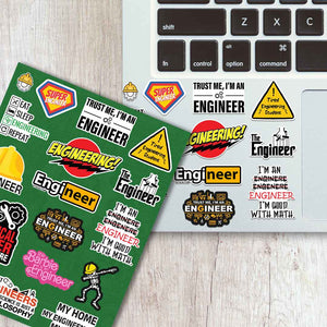 Engineering Sticker Sheet waterproof vinyl decal for laptop, bike, car & bottle