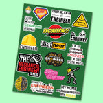 Engineering Sticker Sheet waterproof vinyl decal for laptop, bike, car & bottle