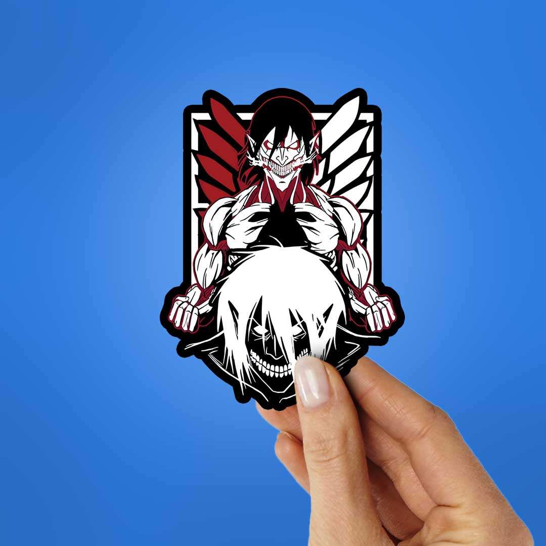 Eren Yeager Sticker waterproof vinyl decal for laptop, bike, car & bottle