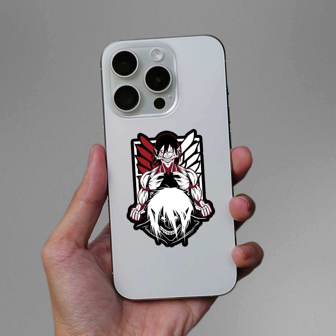 Eren Yeager Sticker waterproof vinyl decal for laptop, bike, car & bottle