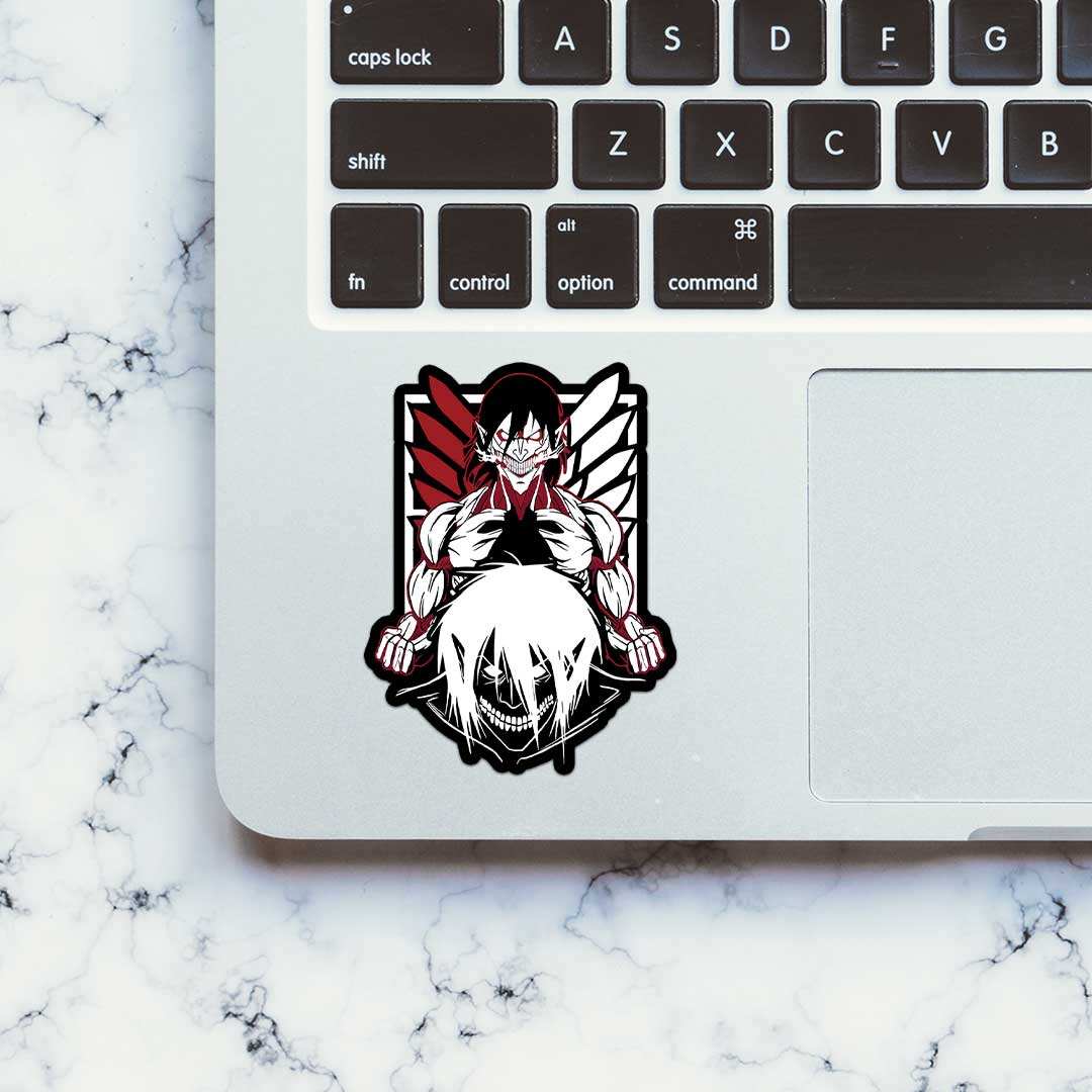 Eren Yeager Sticker waterproof vinyl decal for laptop, bike, car & bottle