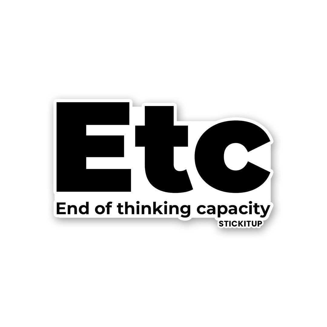 ETC Sticker waterproof vinyl decal for laptop, bike, car & bottle