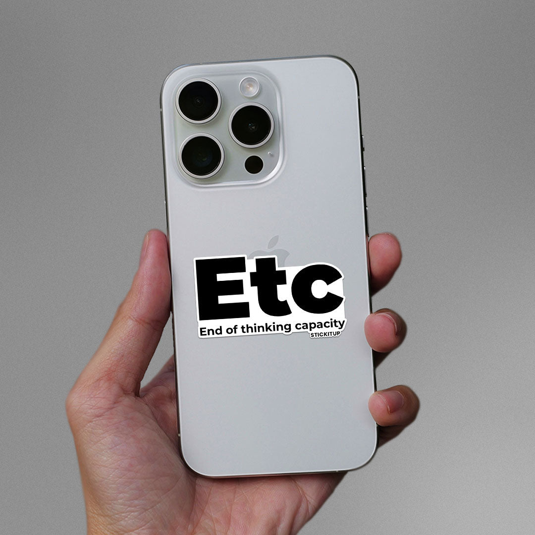 ETC Sticker waterproof vinyl decal for laptop, bike, car & bottle
