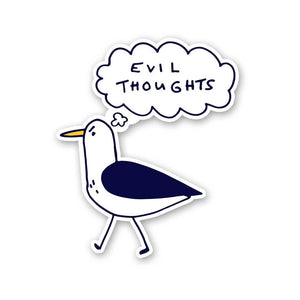 Evil Thoughts Sticker waterproof vinyl decal for laptop, bike, car & bottle