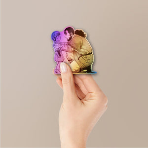Father Daughter Sketch Holographic Stickers - Holographic stickers | STICK IT UP