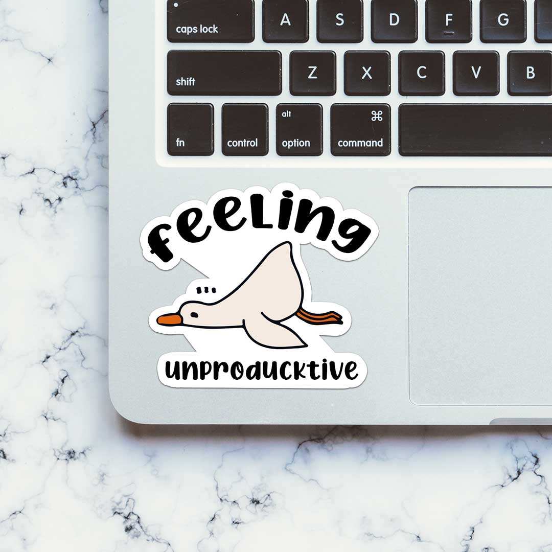 Feeling Unproducktive Sticker waterproof vinyl decal for laptop, bike, car & bottle