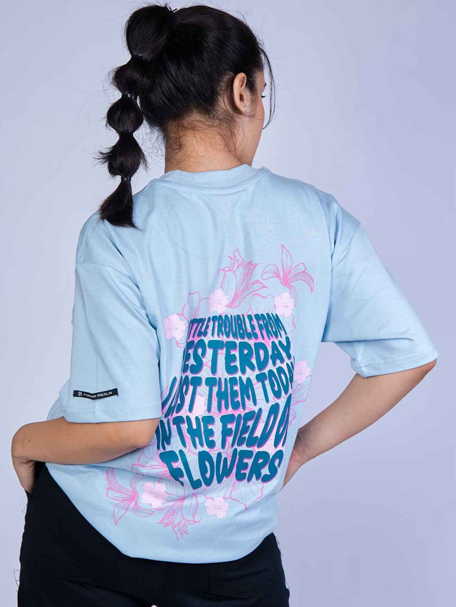 FIELD OF FLOWERS T - SHIRT waterproof vinyl decal for laptop, bike, car & bottle