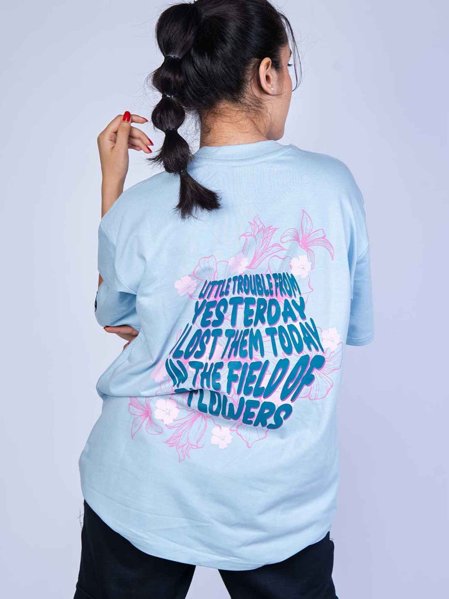 FIELD OF FLOWERS T - SHIRT waterproof vinyl decal for laptop, bike, car & bottle