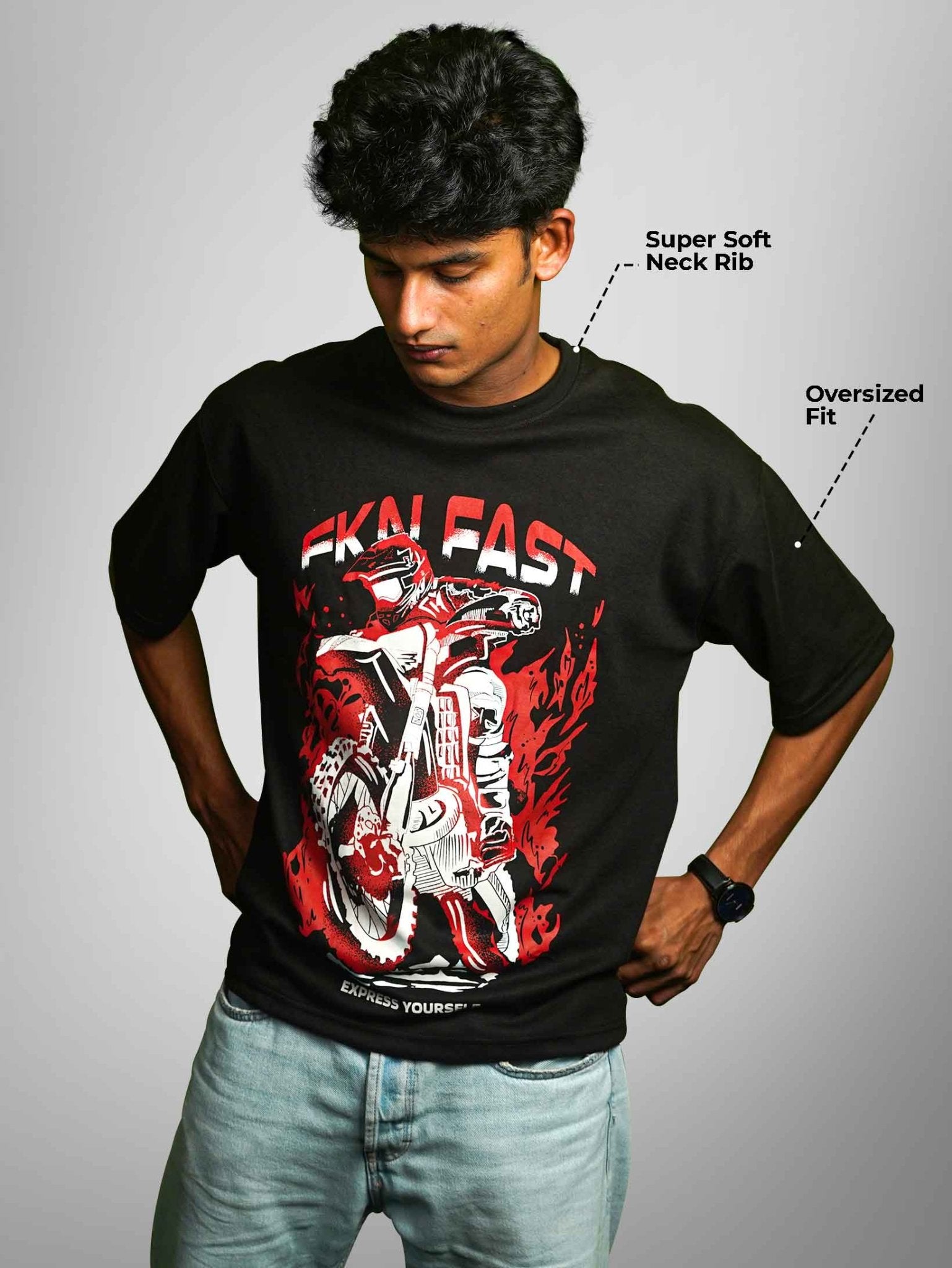 FKN FAST OVERSIZED T - SHIRT waterproof vinyl decal for laptop, bike, car & bottle
