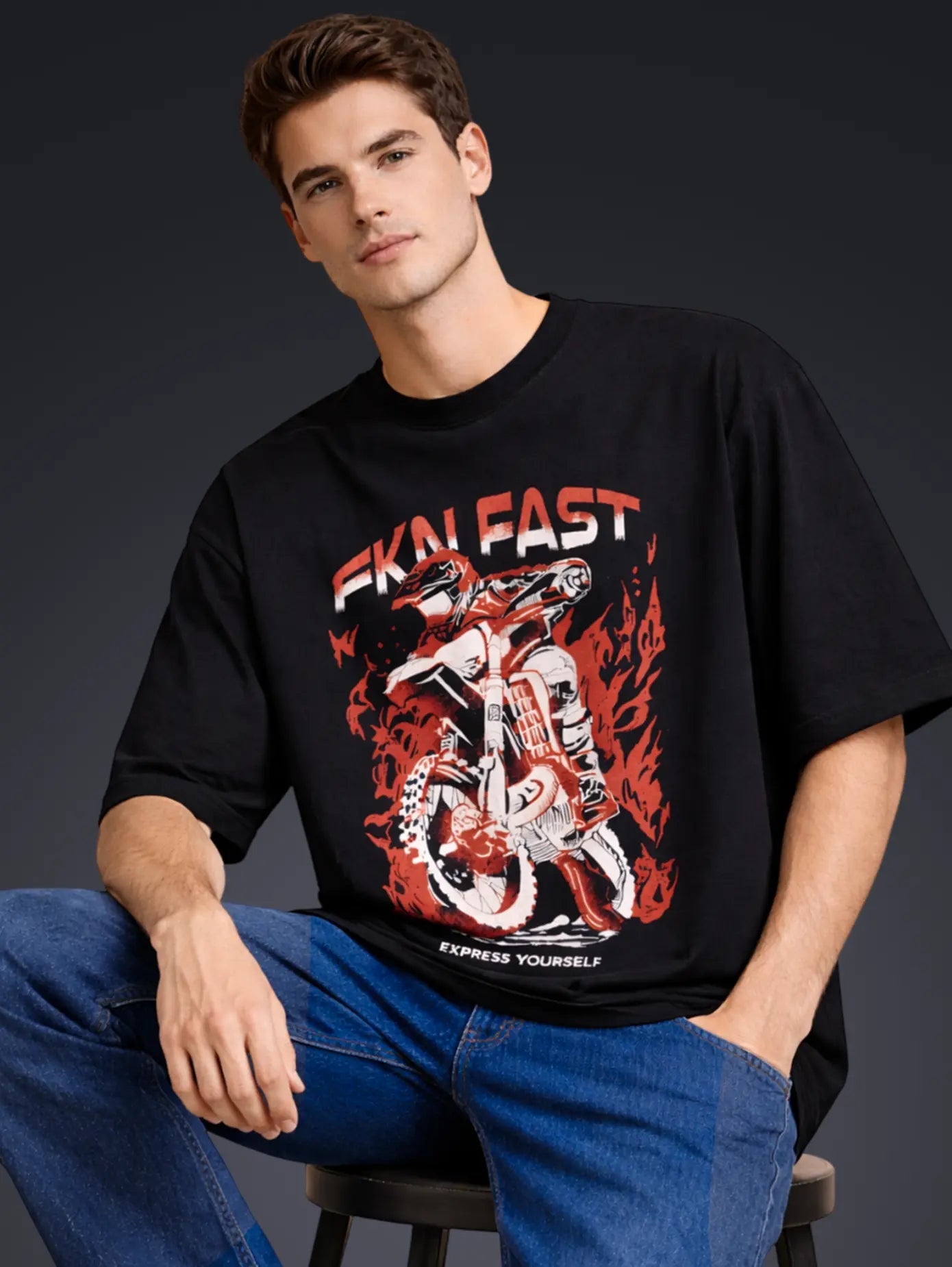 FKN FAST OVERSIZED T - SHIRT waterproof vinyl decal for laptop, bike, car & bottle
