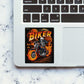 Flaming Skeleton Biker Glitter Sticker - Glitter Stickers | STICK IT UP