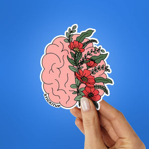 Floral Brain Sticker waterproof vinyl decal for laptop, bike, car & bottle