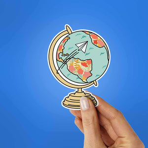 Floral World Map Sticker waterproof vinyl decal for laptop, bike, car & bottle