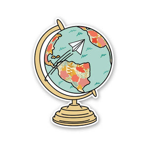 Floral World Map Sticker waterproof vinyl decal for laptop, bike, car & bottle
