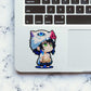 Fluffy White Chibi Warrior Glitter Sticker - Glitter Stickers | STICK IT UP