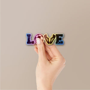 Football Love Holographic Stickers waterproof vinyl decal for laptop, bike, car & bottle