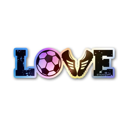 Football Love Holographic Stickers waterproof vinyl decal for laptop, bike, car & bottle