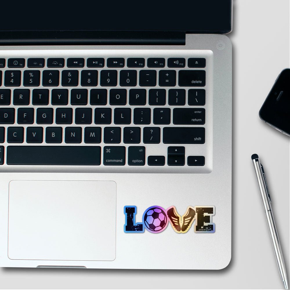 Football Love Holographic Stickers waterproof vinyl decal for laptop, bike, car & bottle