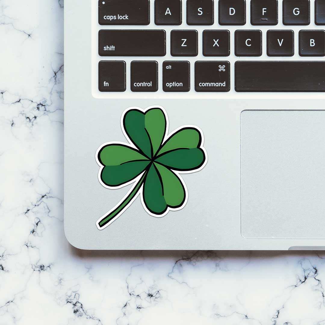 Four - Leaf Clover Sticker waterproof vinyl decal for laptop, bike, car & bottle