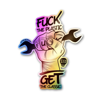 Fuck Plastic Holographic Stickers waterproof vinyl decal for laptop, bike, car & bottle