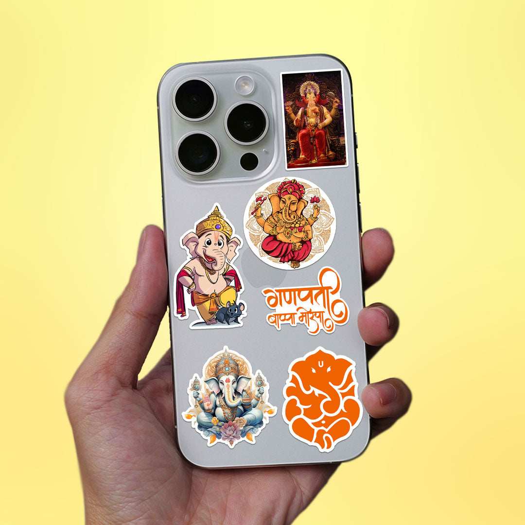 Ganpati Bappa Mini Sticker Sheet waterproof vinyl decal for laptop, bike, car & bottle