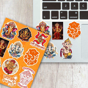 Ganpati Bappa Mini Sticker Sheet waterproof vinyl decal for laptop, bike, car & bottle