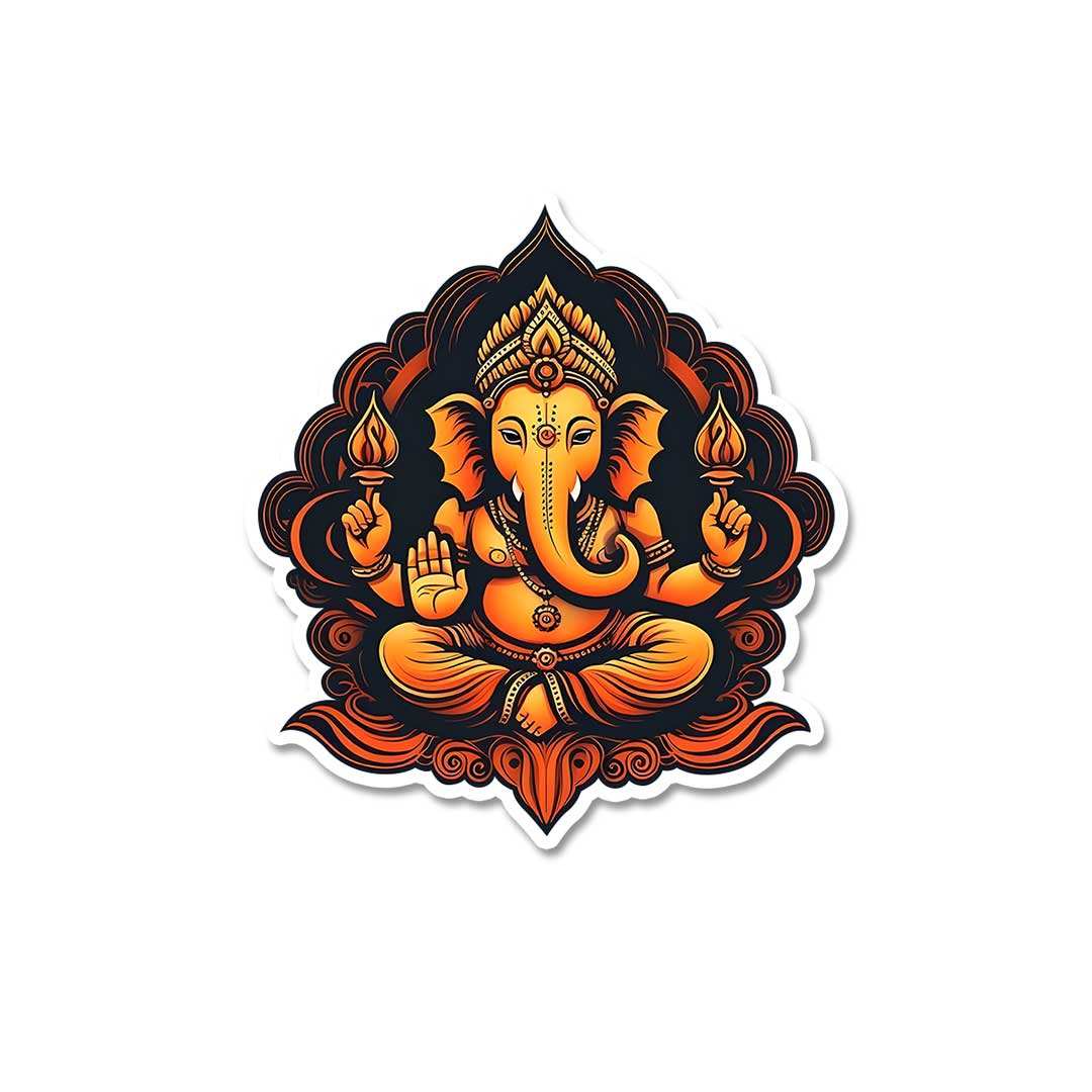 Ganpati Bappa Sticker waterproof vinyl decal for laptop, bike, car & bottle