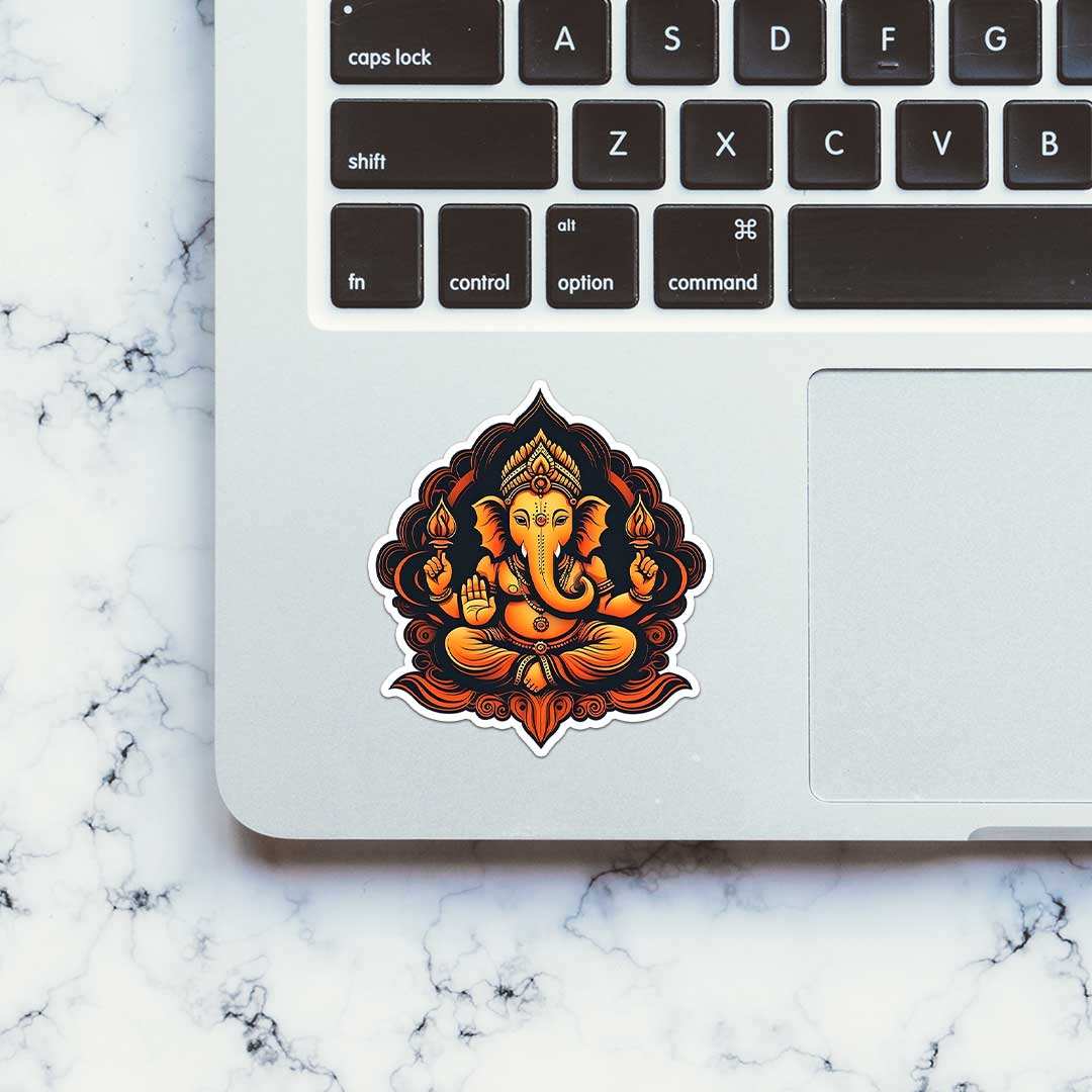 Ganpati Bappa Sticker waterproof vinyl decal for laptop, bike, car & bottle