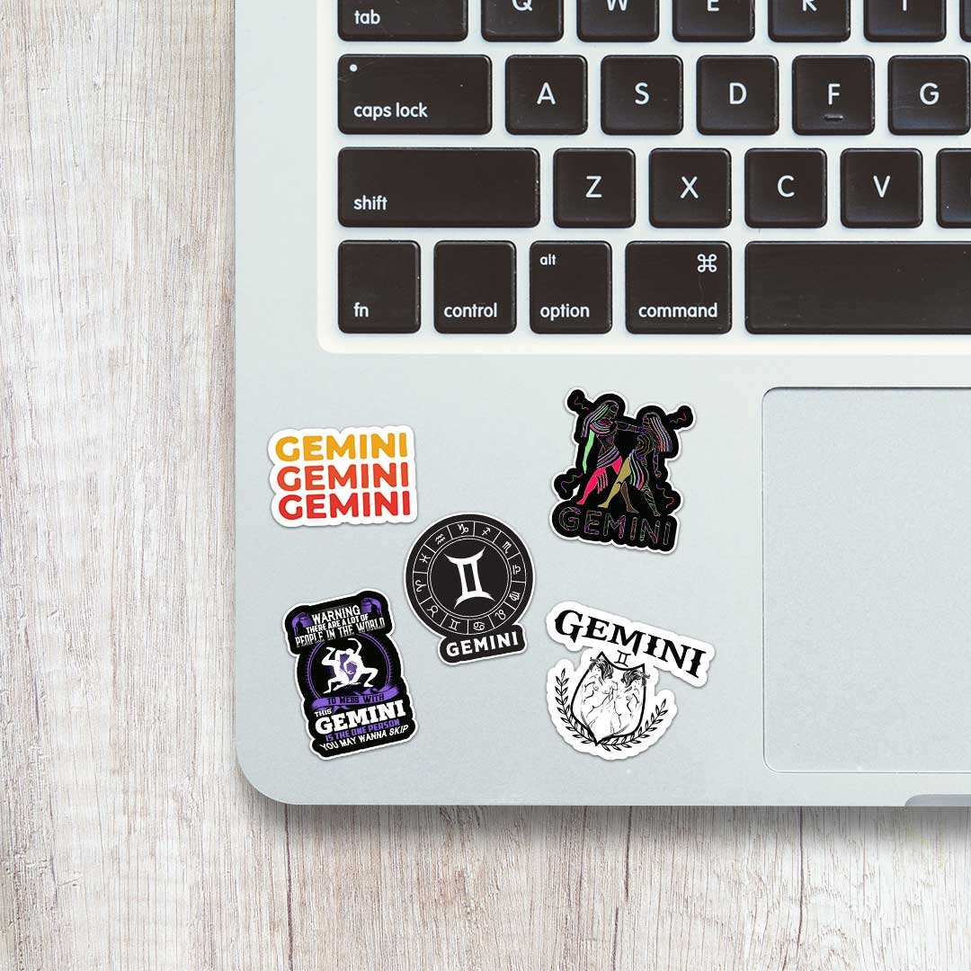 Gemini Mini Stickers Sheet waterproof vinyl decal for laptop, bike, car & bottle