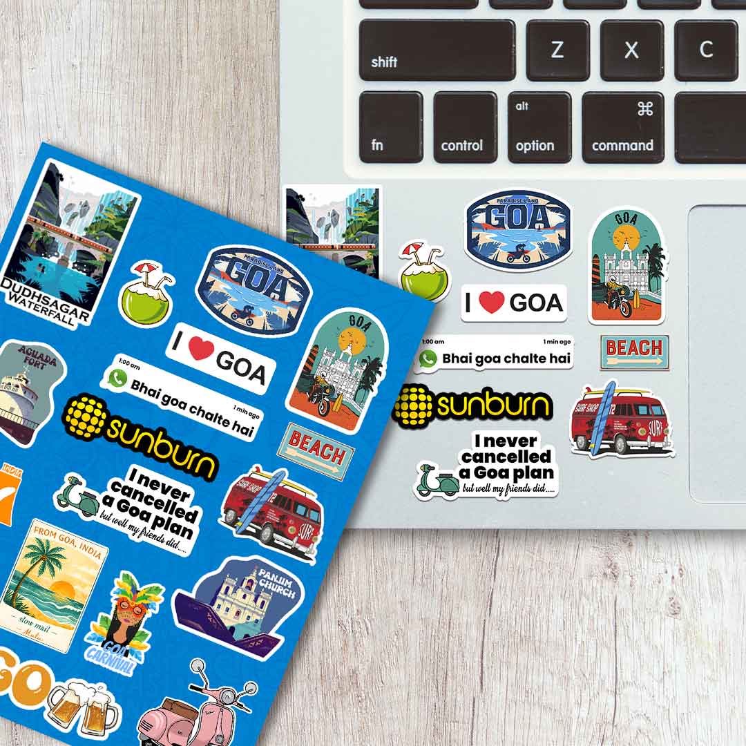 Goa Sticker Sheet waterproof vinyl decal for laptop, bike, car & bottle