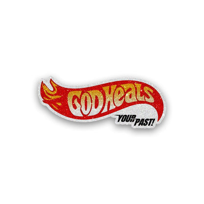 God Heals 0.1 Glitter Sticker waterproof vinyl decal for laptop, bike, car & bottle