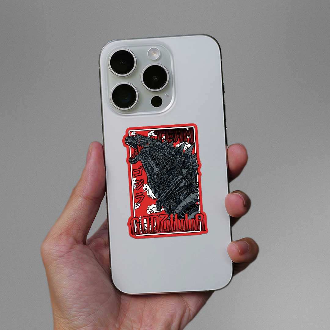 Godzilla Majestic Black & Red Sticker waterproof vinyl decal for laptop, bike, car & bottle