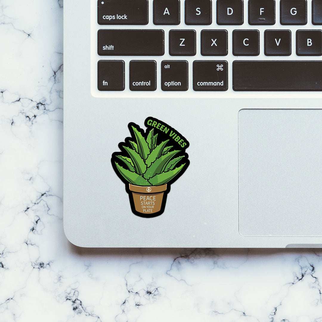 Green Vibes Sticker waterproof vinyl decal for laptop, bike, car & bottle