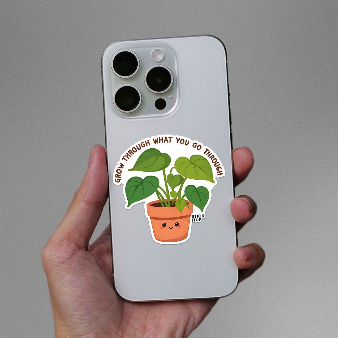 Grow Through What You Go Through Sticker waterproof vinyl decal for laptop, bike, car & bottle