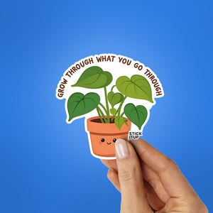 Grow Through What You Go Through Sticker waterproof vinyl decal for laptop, bike, car & bottle