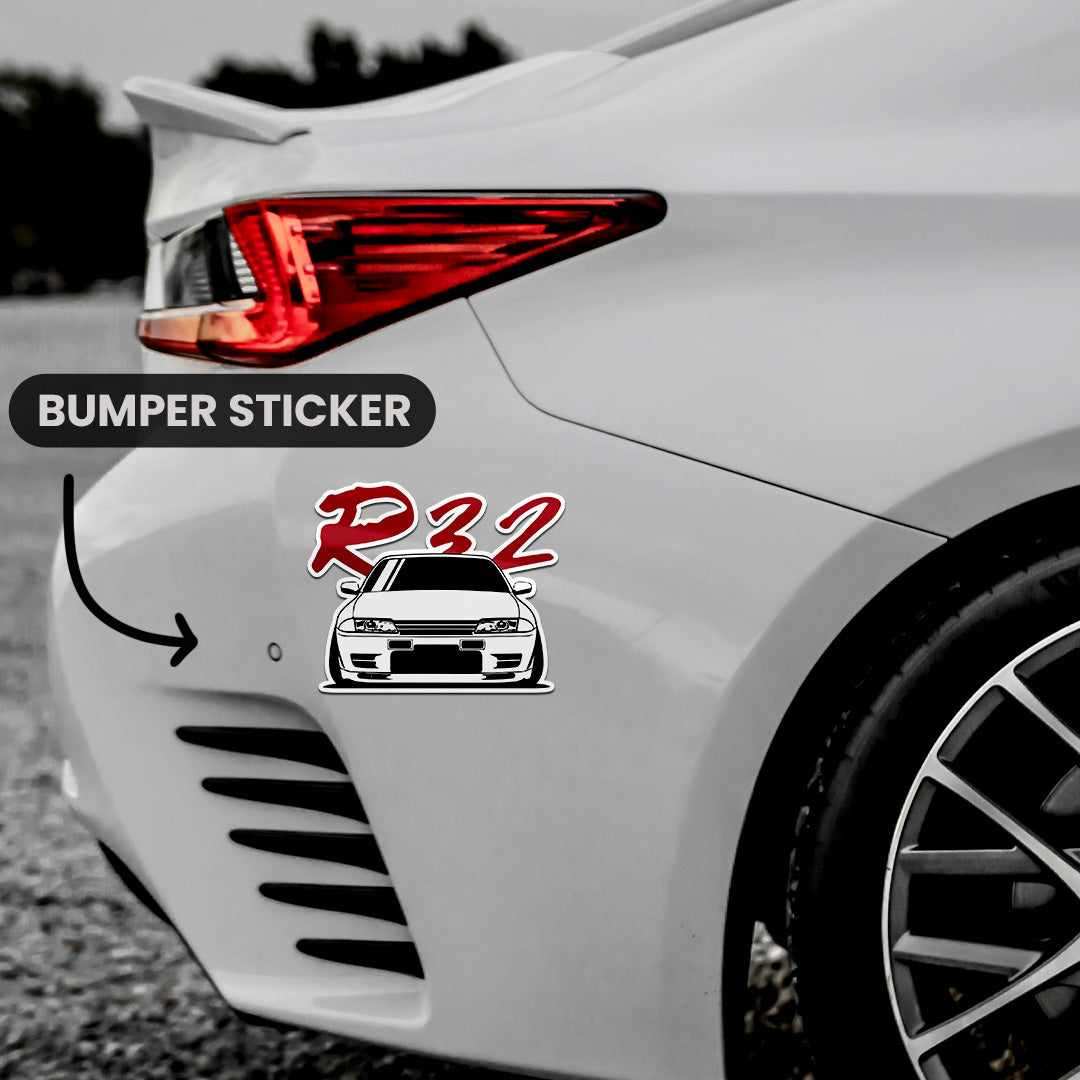GTR R32 Bumper Sticker waterproof vinyl decal for laptop, bike, car & bottle