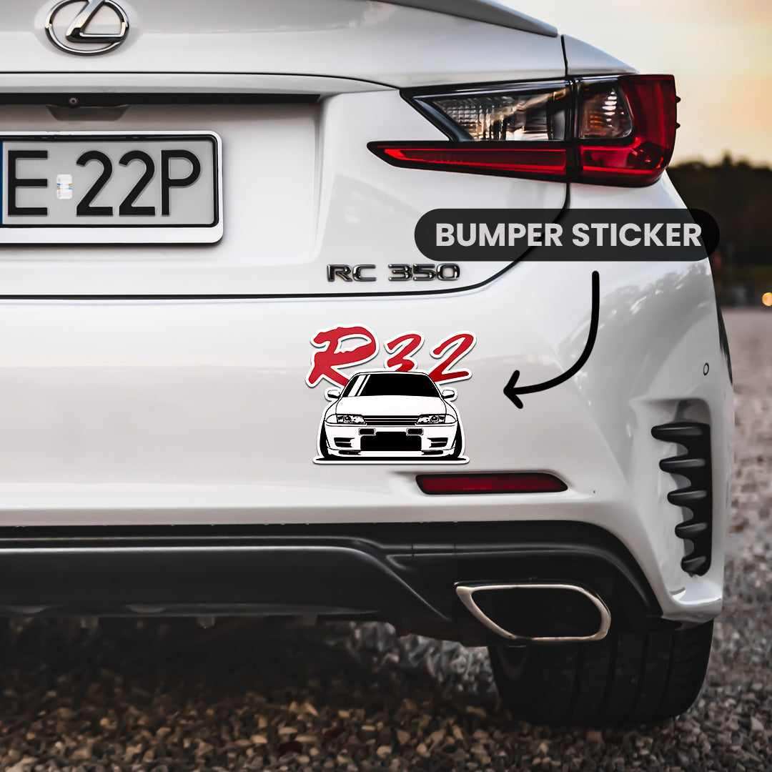GTR R32 Bumper Sticker waterproof vinyl decal for laptop, bike, car & bottle
