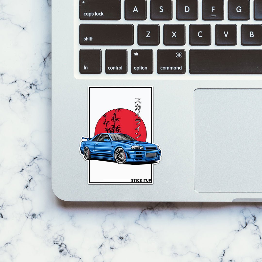 GTR R34 Sticker waterproof vinyl decal for laptop, bike, car & bottle