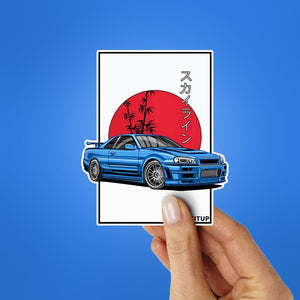 GTR R34 Sticker waterproof vinyl decal for laptop, bike, car & bottle