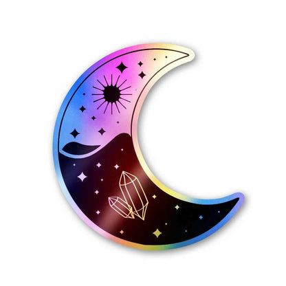 Half Moon Holographic Stickers waterproof vinyl decal for laptop, bike, car & bottle