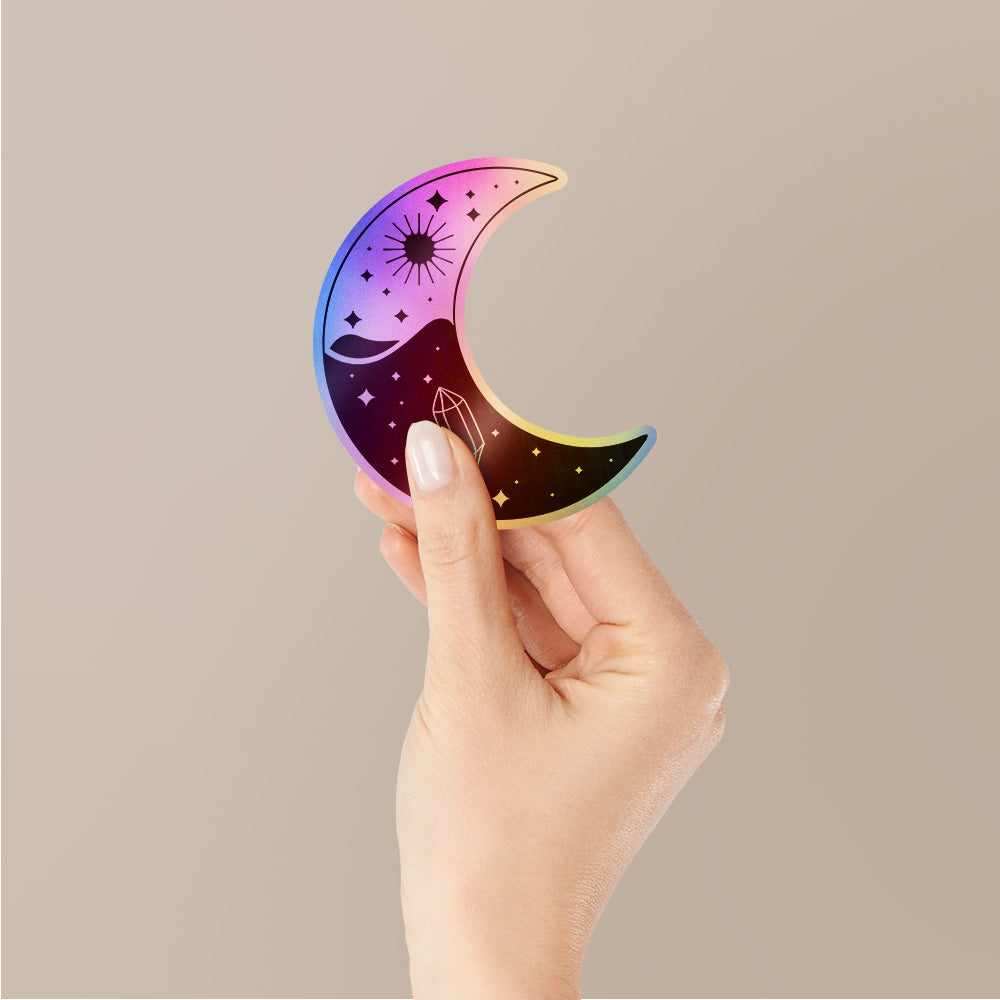 Half Moon Holographic Stickers waterproof vinyl decal for laptop, bike, car & bottle
