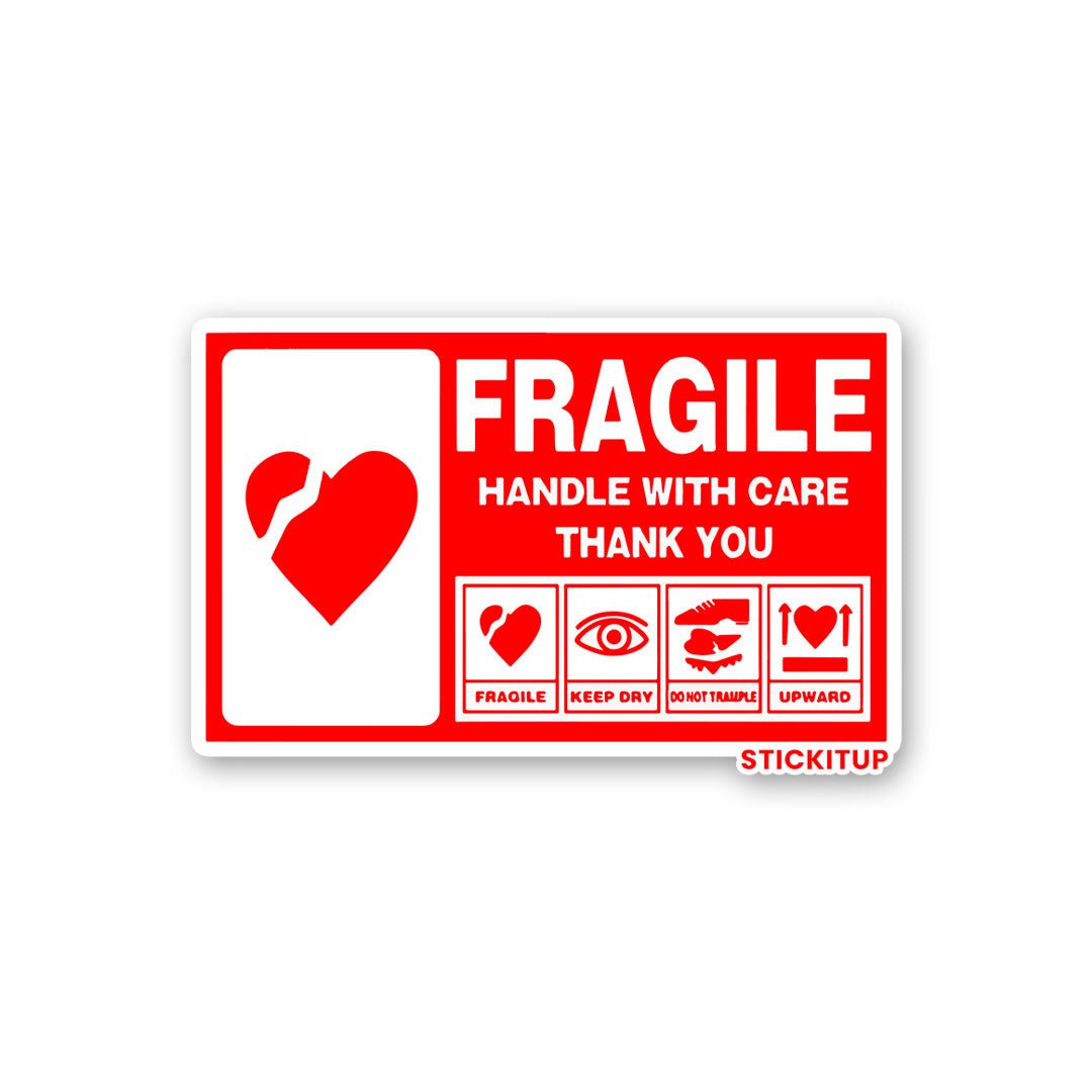 Handle With Care Sticker waterproof vinyl decal for laptop, bike, car & bottle