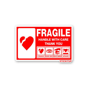 Handle With Care Sticker waterproof vinyl decal for laptop, bike, car & bottle