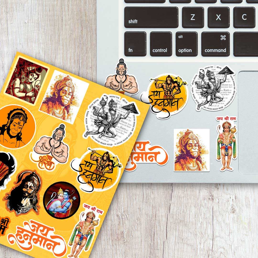 Hanuman Mini Sticker Sheet waterproof vinyl decal for laptop, bike, car & bottle