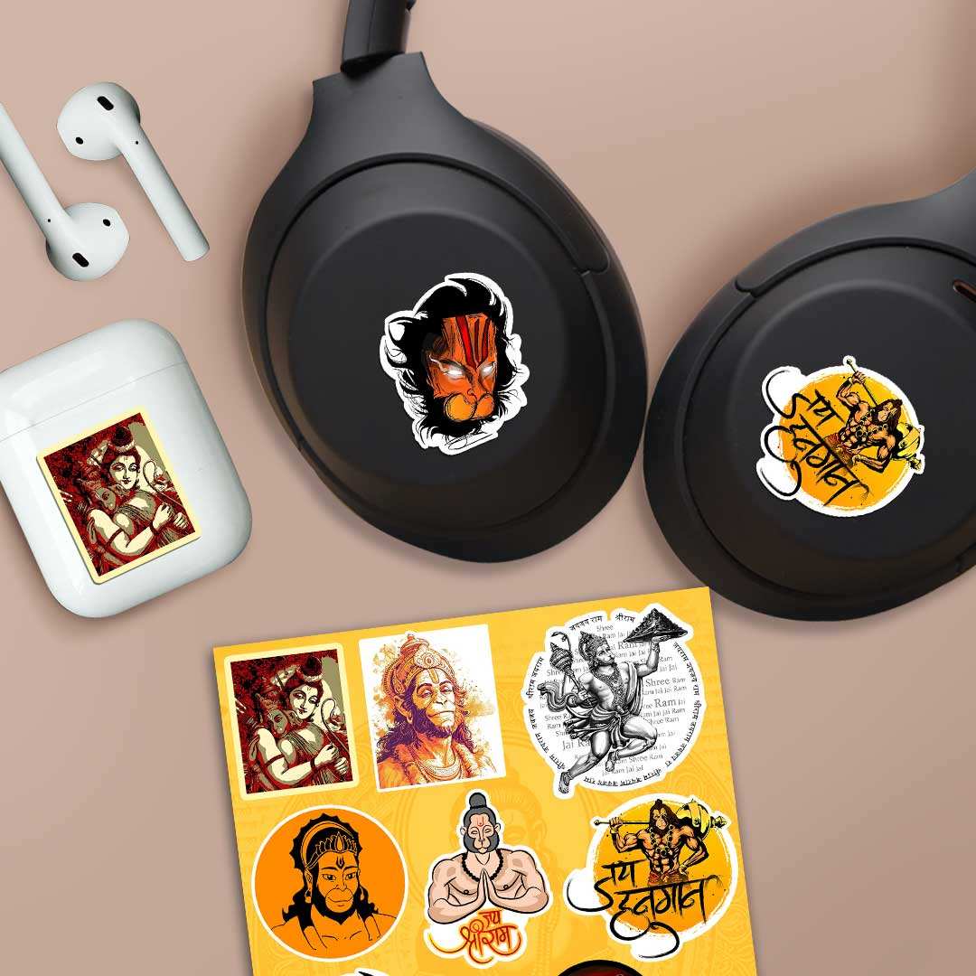 Hanuman Mini Sticker Sheet waterproof vinyl decal for laptop, bike, car & bottle