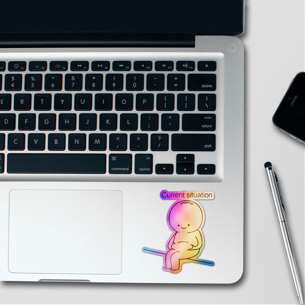 Happy & Heavy Holographic Stickers waterproof vinyl decal for laptop, bike, car & bottle