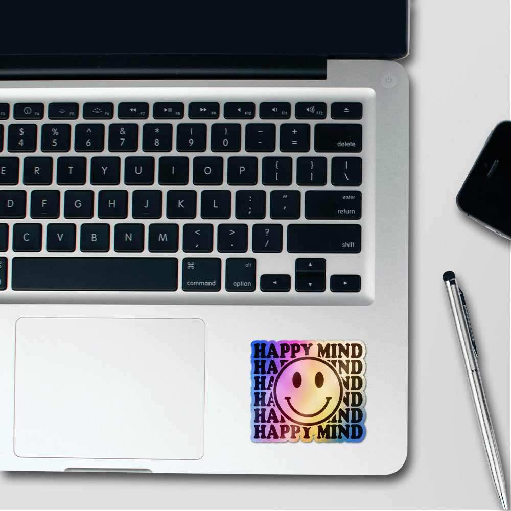 Happy Mind Holographic Stickers waterproof vinyl decal for laptop, bike, car & bottle